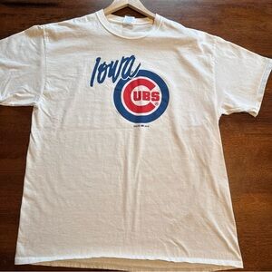 Iowa Cubs Shirt Mens XL White Blue Minor Leagues Short Sleeve Baseball